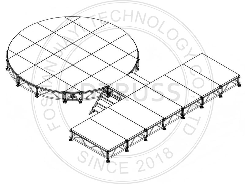 6m Diameter Round Aluminum Stage with Adjustable Height Legs